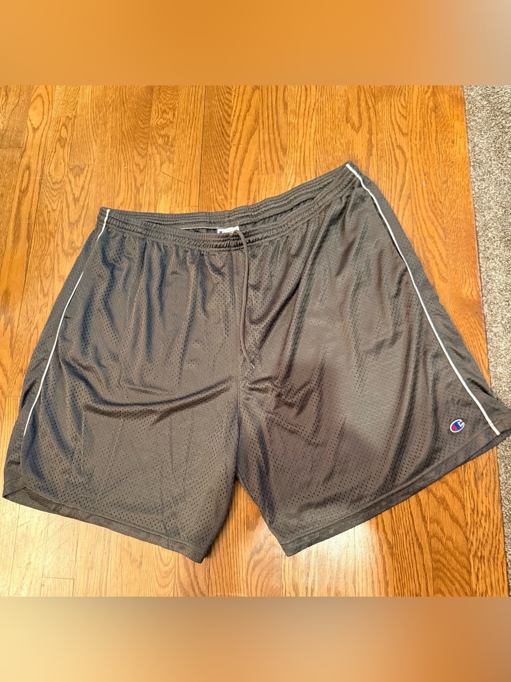 Champion Men's Gray Mesh Athletic Shorts with White Piping. Size 4XL